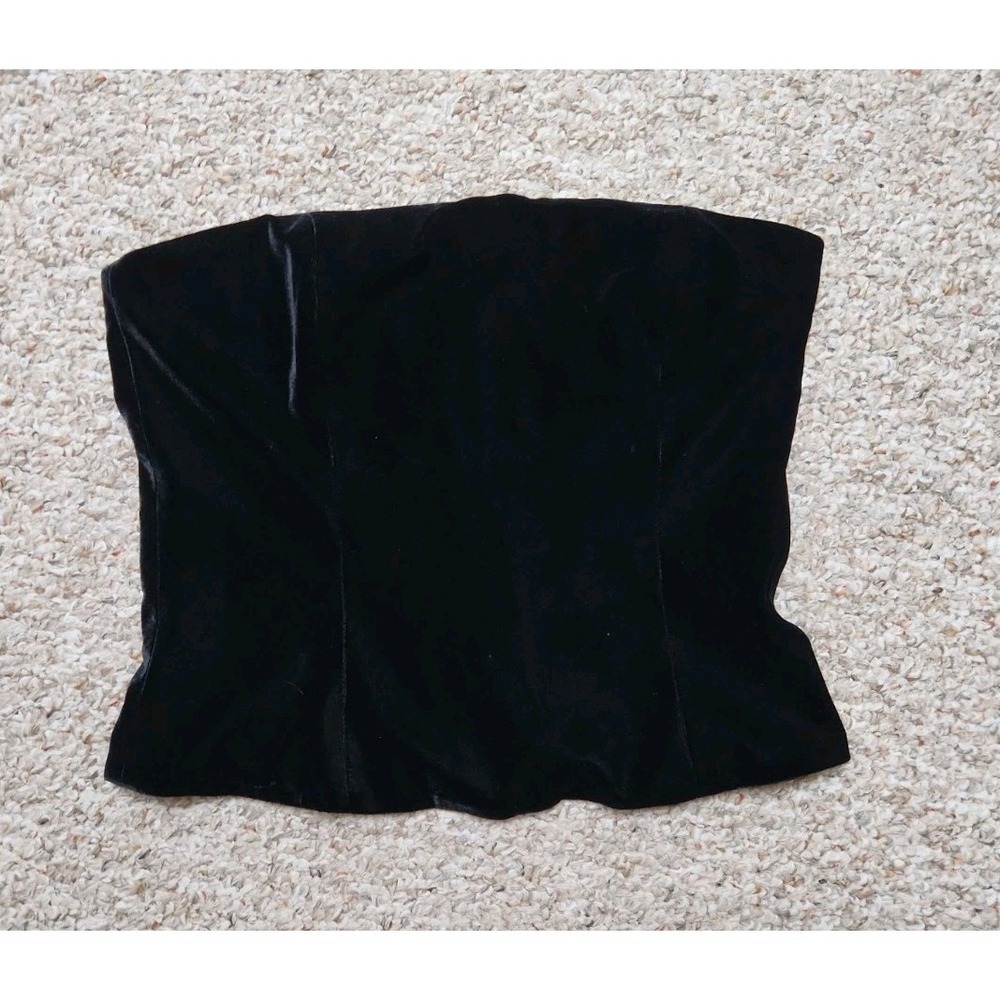 VTG St. John Evening by Marie Gray BLACK Velvet Bustier Top Size 10 Silk Lined